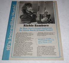 Richie Sambora 16 Magazine Photo Article Clipping Vintage November 1987 Bon Jovi - £9.56 GBP