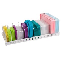 Expandable Food Container Lid Organizer,Large Capacity Adjustable 10 Div... - £39.98 GBP