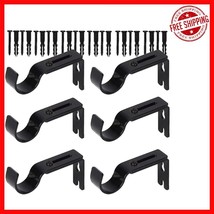 6 Pack Adjustable Curtain Rod Brackets - Durable Black Iron Support for ... - $542.79 MXN