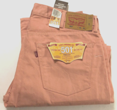 Levi&#39;s Men 501 Light Salmon Pink Button Fly Denim Straight Leg Jeans 40 x 32 New - £35.65 GBP