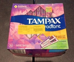 Tampax Tampons Radiant Duo-Pack 32 Count (18 Regular 14 Super) (ZZ33) - £10.81 GBP