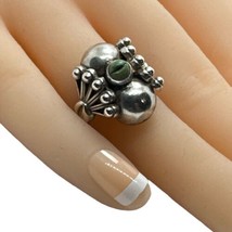 sterling silver green turquoise ring size 3.5 - £44.17 GBP