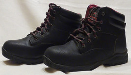Brahma Black W/PINK Lining Lace Up Ankle Steel Toe Flat Combat Work Boots Sz 5 - £7.81 GBP