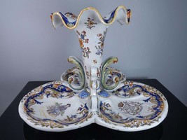 Antique French Faience Large Centerpiece signed Rotheneuf - $470.25