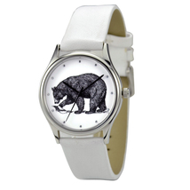 Animal illustration Watch (Bear) White Band Unisex Free Shipping Worldwide - £33.56 GBP