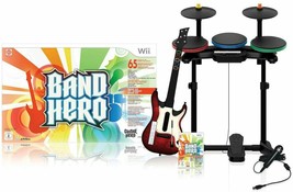 Nintendo Wii-U/Wii &quot;BAND HERO&quot; Super Bundle Kit Game Set guitar drums microphone - £374.98 GBP