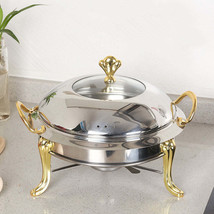 SOGA Stainless Steel Gold Accents Round Buffet Chafing Dish Cater Food W... - $1,499.64 MXN+
