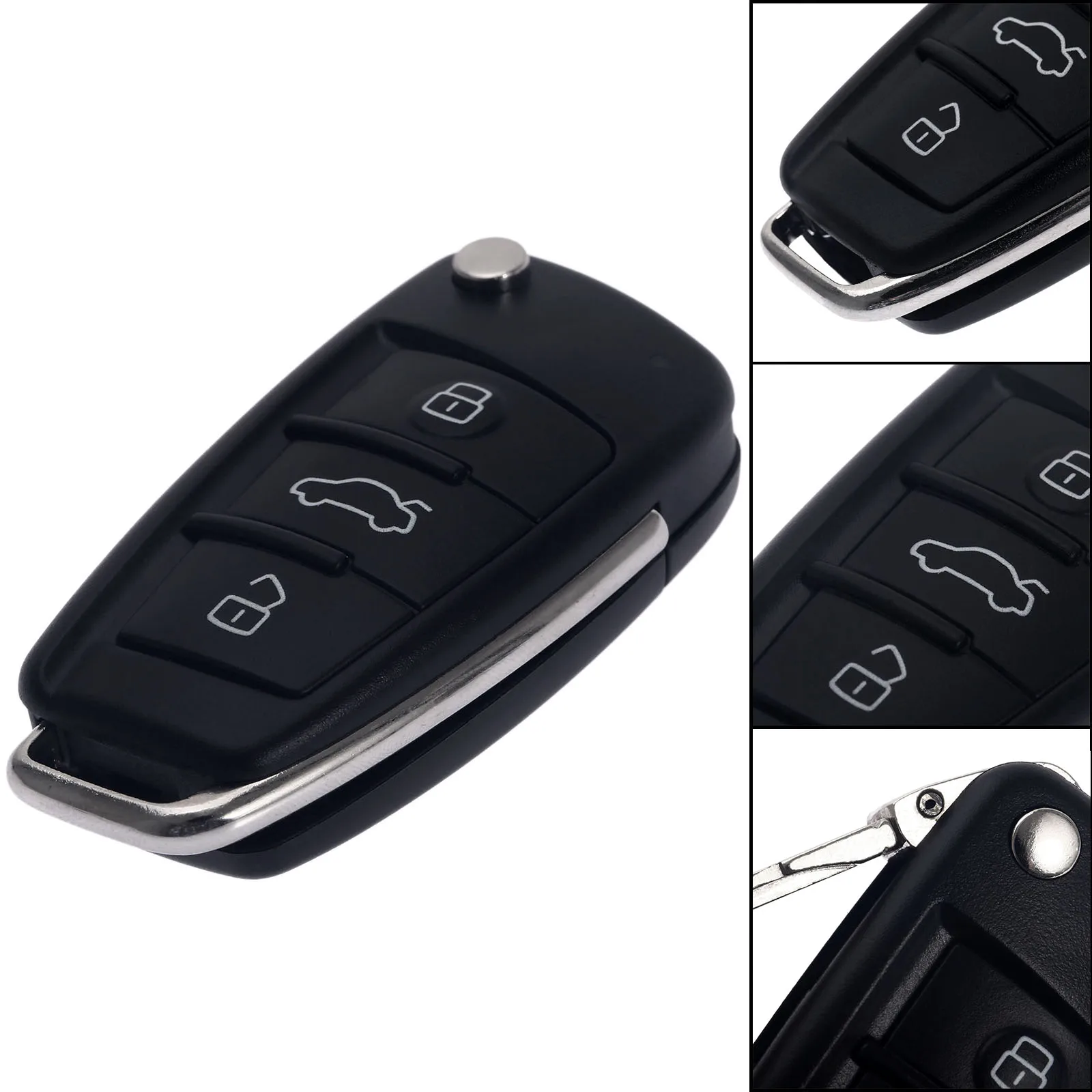 Car Remote Key Fob Shell Case with Uncut Blade for Audi and Mercedes-Benz - £16.14 GBP