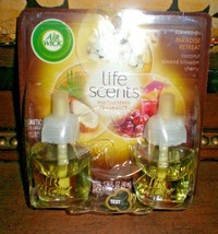 2 Air Wick Paradise Retreat Life Scents Oil Refills Coconut Almond Blossom Cherry - £9.08 GBP