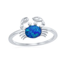 Sterling Silver Blue Inlay Opal Crab Ring - £18.98 GBP