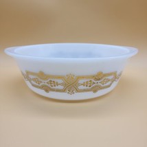 Glasbake Casserole Dish 2 qt  Round Gold Pattern with Handles Baking J-514 - £11.96 GBP