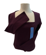 Express Square Neck Top Women L Cotton Modal Span Burgundy Soft Stretch