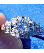Earth mined Diamond Deco Engagement Ring Vintage Platinum Statement Soli... - $8,666.36 CAD