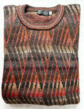 Riscatto Handmade Alpaca Crewneck Sweater Orange Brown Grey Black - Mens L - $85.45