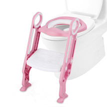 Costway Foldable Potty Training Toilet Seat W/ Step Ladder Adjustable Baby - $54.96