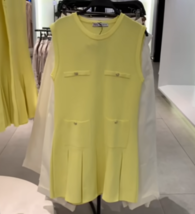 Zara Bnwt 2024. Yellow Box Pleat Knit Mini Dress. 3859/025 - £49.07 GBP