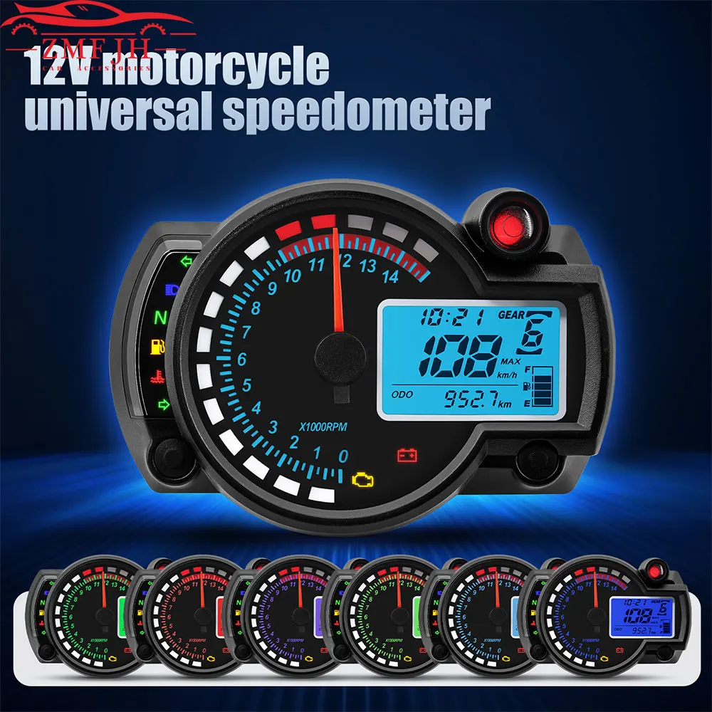 Universal LCD Digital Motorcycle RX2N Odometer Speedometer Meter Instrument - £41.77 GBP