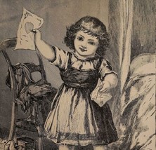 1872 Girl With Valentine Heart Note Victorian Art Print Ephemera - £27.06 GBP