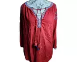 Loft Boho Red Embroidered Blouse Size Medium - $12.00