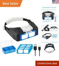 Rechargeable Head-Mounted Magnifier with LED Light - 1.5X to 3.5X Magnif... - $578.95 MXN