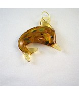 Amber Yellow Gold Foil Lampwork Glass Dolphin Pendant, Focal Bead 58mm - £5.87 GBP