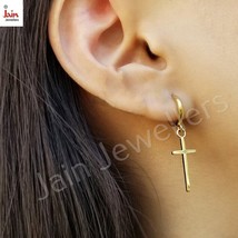 18 Karat Beschauzeichen Echt Massiv Gelbgold Kreuz Reifen Ohrhänger DAMEN - £839.16 GBP