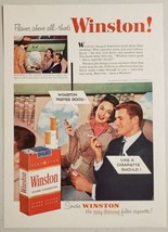 1955 Print Ad Winston Cigarettes Couple on Plane Smoking Capital Air Viscount - $15.28