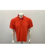 IZOD Men&#39;s Polo Shirt Size Large Silk Wash 100% Cotton Orange Short Slee... - $7.92