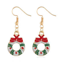 White &amp; Red Enamel 18K Gold-Plated Bow Wreath Drop Earrings - £9.58 GBP