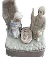 White/Blue Porcelain Nativity Set Christmas Used good condition - $9.89