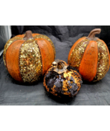 Halloween Fall Jeweled Sequin Embellished Pumpkins (set of 3) - €16,45 EUR