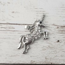 Unicorn Pendant with Clear Gems Silver Tone (No Chain Included) - £8.75 GBP