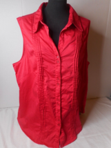 George Womens Plus 22/24W Red Sleeveless Button-Up Pleated Top/Blouse Vintage - £10.10 GBP