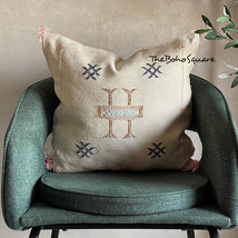Handmade &amp; Hand-Stitched Moroccan Sabra Cactus Pillow, Moroccan Cushion, Cream - £51.40 GBP