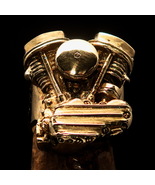 Men&#39;s Biker Ring, Panhead Engine Ring, MC Ring, Twin Head Ring - antique... - $24.00+