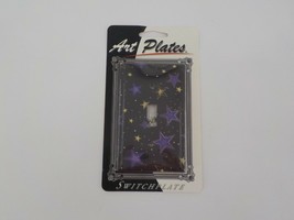 ART PLATES SWITCHPLATE LIGHT SWITCH COVER PURPLE &amp; YELLOW STARS CONSTELL... - £9.41 GBP