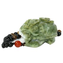 2.5&quot; China Certified Grade A Nature Hisui Jadeite Jade Oil Green Fortune Dragon  - £140.64 GBP