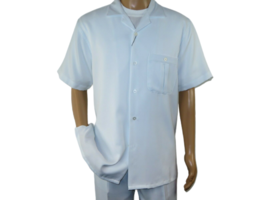 Men 2pc Walking Leisure Suit Short Sleeves By DREAMS 256 Solid White New - £78.65 GBP