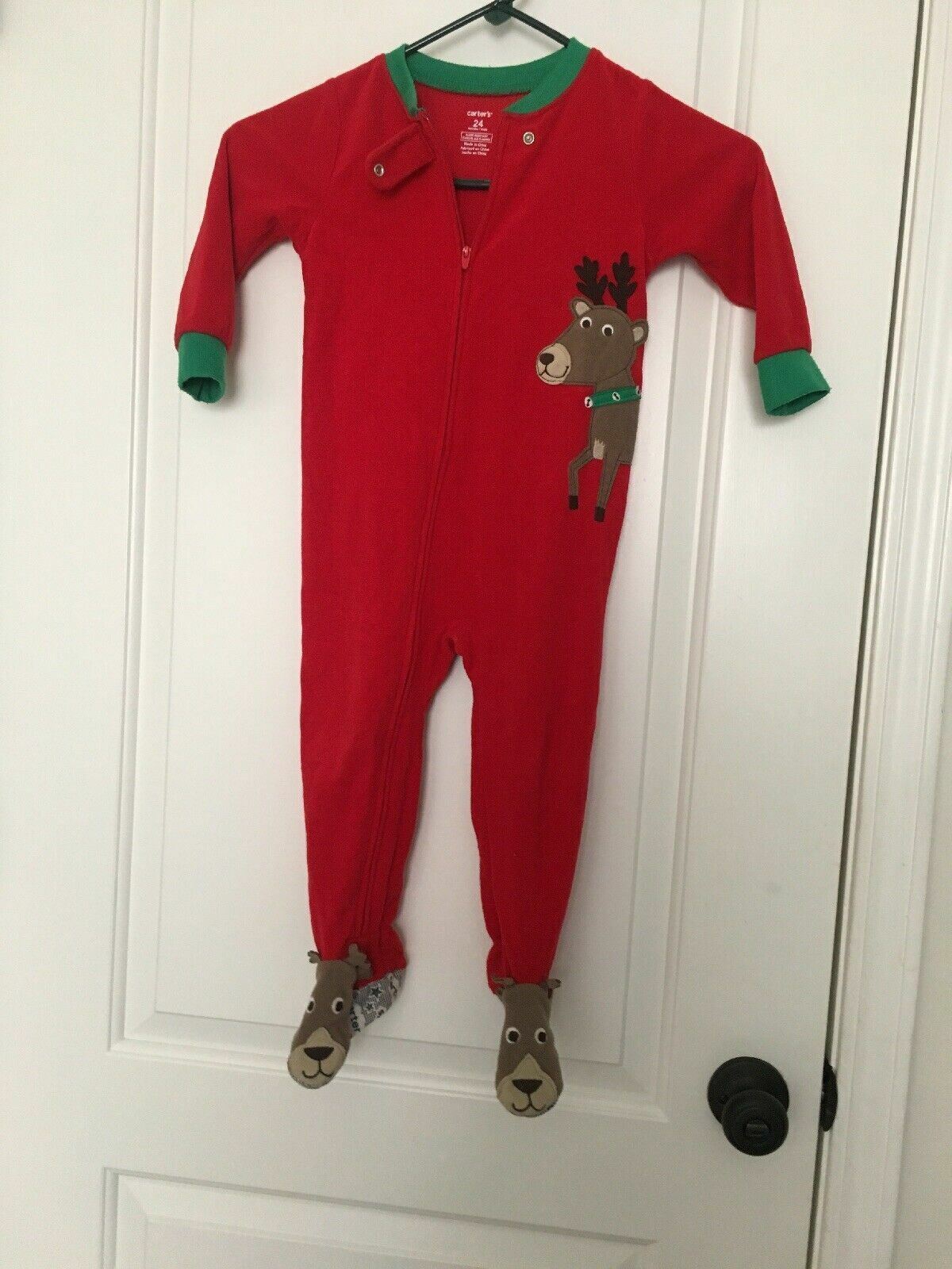 1 Pc Carter's Unisex Toddler Baby Reindeer Footed Pajamas  Pjs Size 24 Months - $30.75