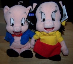 Warner Brothers Studio Store Beanbags - Porky &amp; Petunia Pig - 1998 - Nwt! - £31.33 GBP