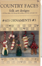 Country Faces Folk Art Designs 403 Ornaments Wooden Vintage 90s Mahy - $9.76