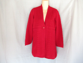 Liz Wear Liz Claiborne sweater cardigan coat jacket Medium red long sleeve - £17.39 GBP