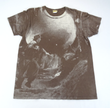 Vintage Lucas Film Indiana Jones AOP All Over Print T Shirt Size L Brown Graphic - £51.95 GBP