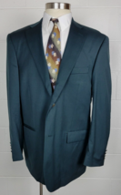Paul Fredrick Mens Green Hunter Green Wool Blazer Jacket 44R - £31.58 GBP