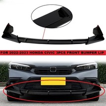 Glossy Black 3PCS FRONT BUMPER LIP Fit 2022-2023 11th Gen Honda Civic 4D... - £46.35 GBP