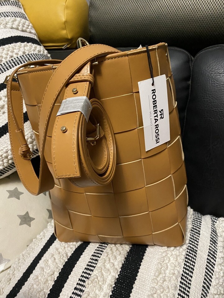 exotic BUCKET Leather BAG  Authentic Roberta Rossi Interworn 6026-51-CUOIO - $89.97