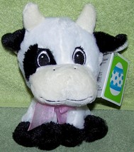 Stuffed Animal Whimsical Black & White Cow 6"H Mini Plush New - £5.35 GBP