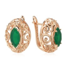 New Green Rhombus Natural Zircon Drop Earrings Trend Fashion Jewelry For Women 5 - £9.65 GBP