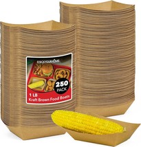 [250 Pack] Medium Disposable Brown Kraft Paper Food Trays, 1-Lb, Nachos ... - £29.86 GBP