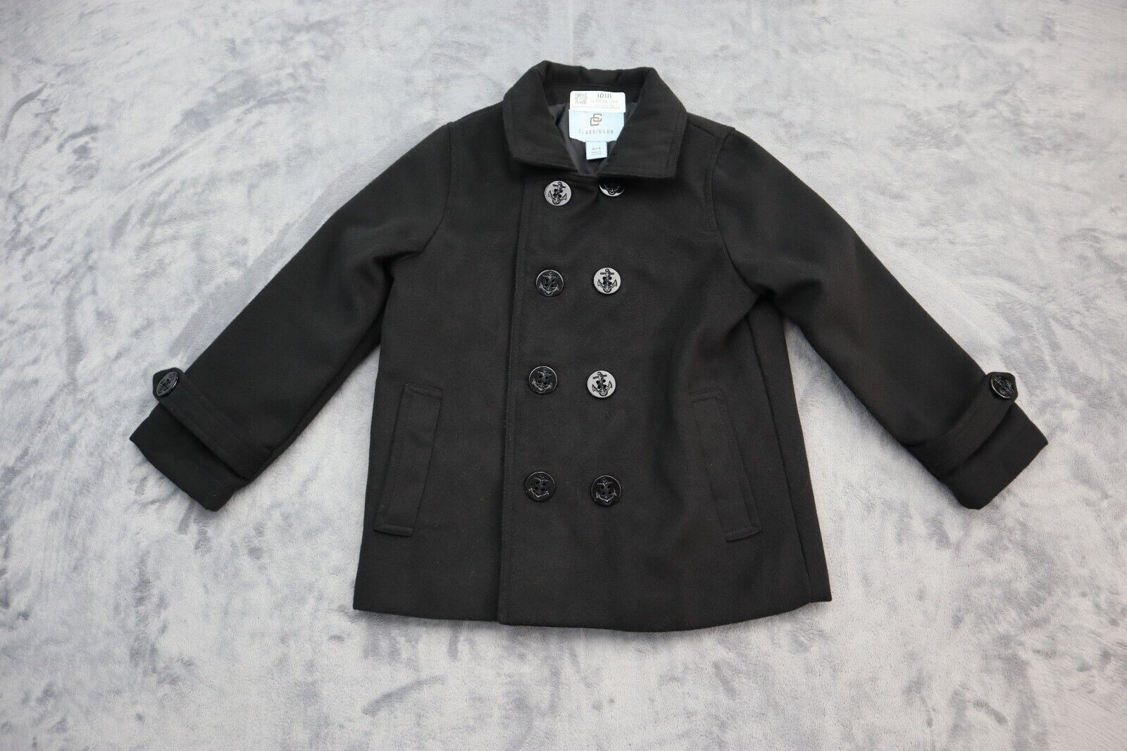 Class Club Jacket Girls Youth 4/5 Black Pea Coat Casual Dress Button Down Front - $22.75